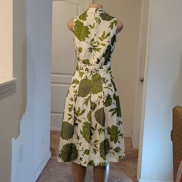 JESSICA HOWARD 50' STYLE SPRING SLEEVELESS FLORAL COLLARED DEEP V-NECK DRESS - Picture 9 of 16